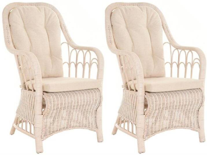 Krines Home Armlehnstuhl Rattan 2er Set Esszimmerstuhl Armlehne Rattanstuhl Hohe Rückenlehne (2 St), Esszimmer Stuhl, weiß, Vintage Weiss von OTTO
