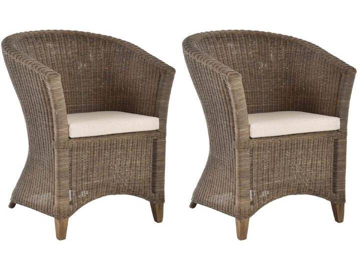 Krines Home Cocktailsessel Set/2 Rattansessel Ken Clubsessel Lounge Wohnzimmer Sessel (Groß) (2-St., 2 Stück), Cocktailsessel, braun grau, Graubraun von OTTO