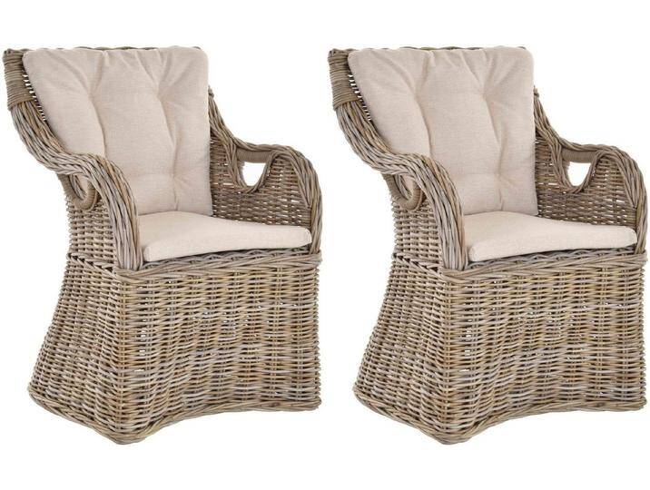 Krines Home Esszimmersessel 2er Set Rattansessel Breit Skandinavischer Stil Natur (Grau, Gr. 4) (2-St., 2er Set), Rattan, Sessel, breiter Armlehnsessel von OTTO