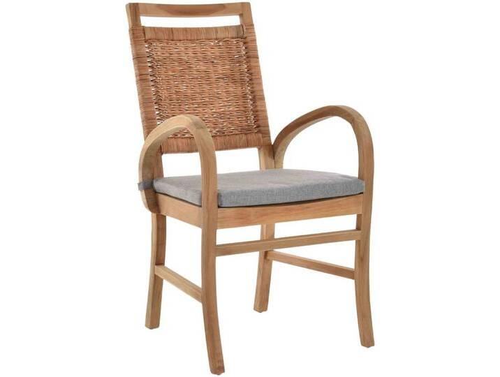 Krines Home Esszimmersessel Teakstuhl Holz Teak Stuhl Esszimmerstuhl mit Polster Sessel Massiv, beige, Mozart+Geflecht Krines Home Esszimmersessel Teakstuhl Holz Teak Stuhl Esszimmerstuhl mit Polster Sessel Massiv, beige, Mozart+Geflecht von OTTO