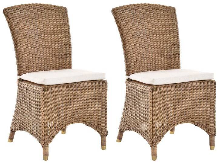 Krines Home Esszimmerstuhl 2er Set Esszimmersessel Rattan Esszimmerstuhl Rattanstuhl Korb-Stuhl, braun, Vintage Braun von OTTO