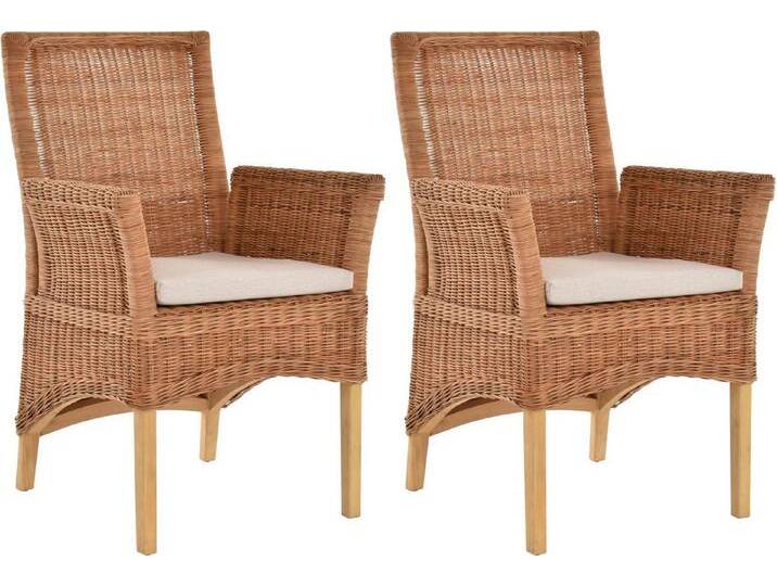 Krines Home Esszimmerstuhl 2er Set Esszimmerstuhl Rattanstuhl mit Armlehne Esszimmer Stühle Holz (2 St), aus Rattan Naturmaterial, mit Armlehnen von OTTO