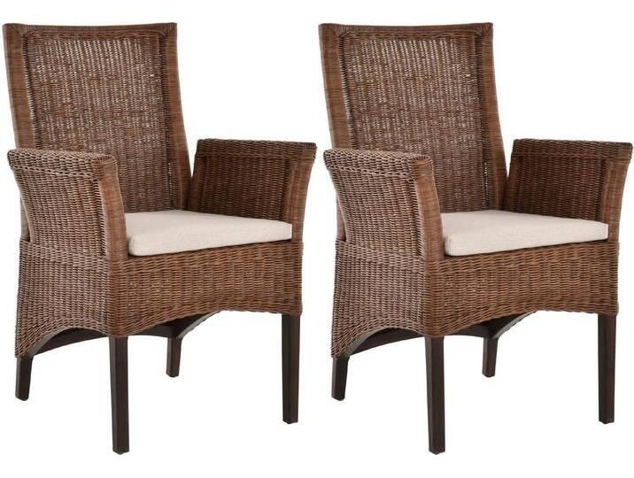 Krines Home Esszimmerstuhl 2er Set Esszimmerstuhl Rattanstuhl mit Armlehne Esszimmer Stühle Holz (2 St), aus Rattan Naturmaterial, mit Armlehnen von OTTO