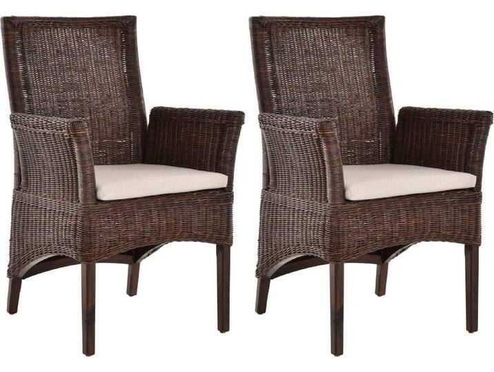 Krines Home Esszimmerstuhl 2er Set Esszimmerstuhl Rattanstuhl mit Armlehne Esszimmer Stühle Holz (2 St), aus Rattan Naturmaterial, mit Armlehnen von OTTO