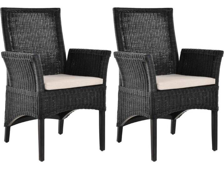 Krines Home Esszimmerstuhl 2er Set Esszimmerstuhl Rattanstuhl mit Armlehne Esszimmer Stühle Holz (2 St), aus Rattan Naturmaterial, mit Armlehnen von OTTO