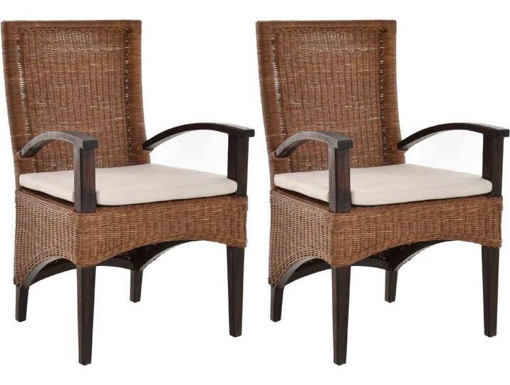 Krines Home Esszimmerstuhl 2er Set Esszimmerstuhl Rattanstuhl mit Armlehnen Esszimmer Stühle (2 St), Arnlehne aus Holz, braun, Hell Braun von OTTO