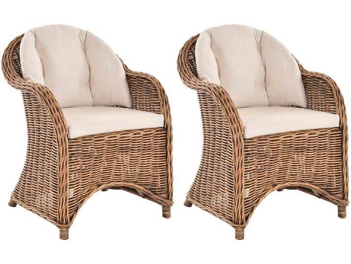 Krines Home Loungesessel 2er Set Rattan Wintergartensessel Orlando Lese Rattansessel Lounge (2-St., 2x Sessel), Sessel geschwungen, braun von OTTO