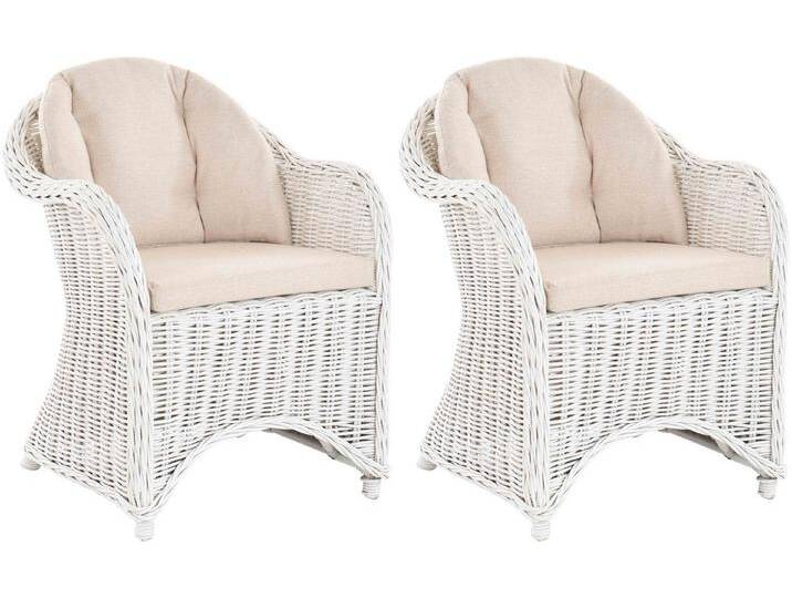 Krines Home Loungesessel 2er Set Rattan Wintergartensessel Orlando Lese Rattansessel Lounge (2-St., 2x Sessel), Sessel geschwungen, weiß, Weiss von OTTO