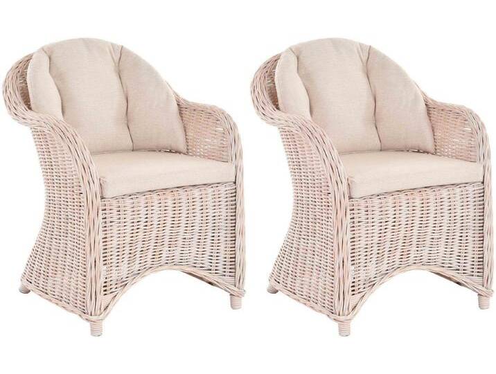 Krines Home Loungesessel 2er Set Rattan Wintergartensessel Orlando Lese Rattansessel Lounge (2-St., 2x Sessel), Sessel geschwungen, weiß von OTTO