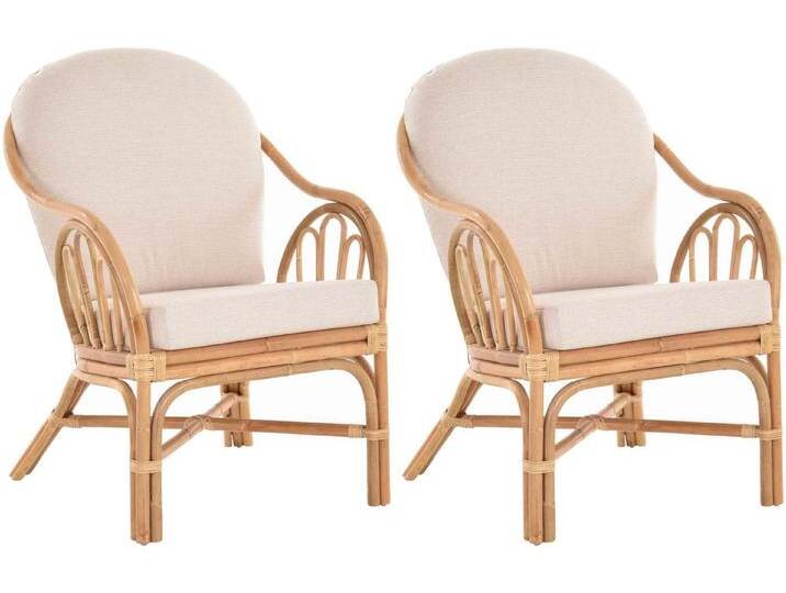 Krines Home Loungesessel 2er Set Rattan Wohnzimmersessel Lounge Sessel Rattansessel (Spar-Set), aus Rattan Naturmaterial, mit Armlehnen, beige, Natur von OTTO