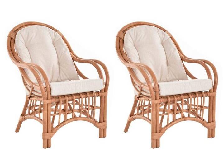 Krines Home Loungesessel 2er Set Wintergarten Rattansessel Natur Rattan Sessel Armlehnsessel (2 Sessel mit Armlehnen), Wohnzimmer Rattanmöbel, braun von OTTO