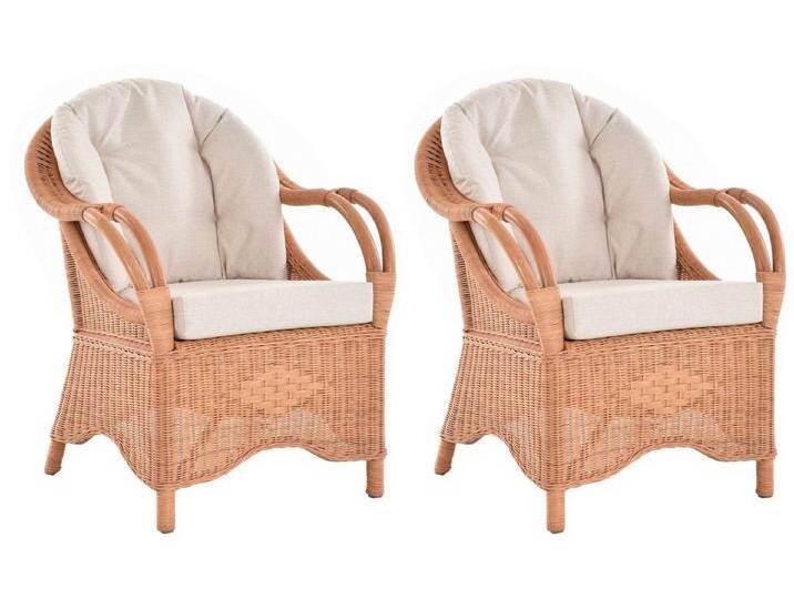 Krines Home Loungesessel 2er Set Wintergarten Rattansessel Natur Rattan Sessel Armlehnsessel (2 Sessel mit Armlehnen), Wohnzimmer Rattanmöbel, braun von OTTO