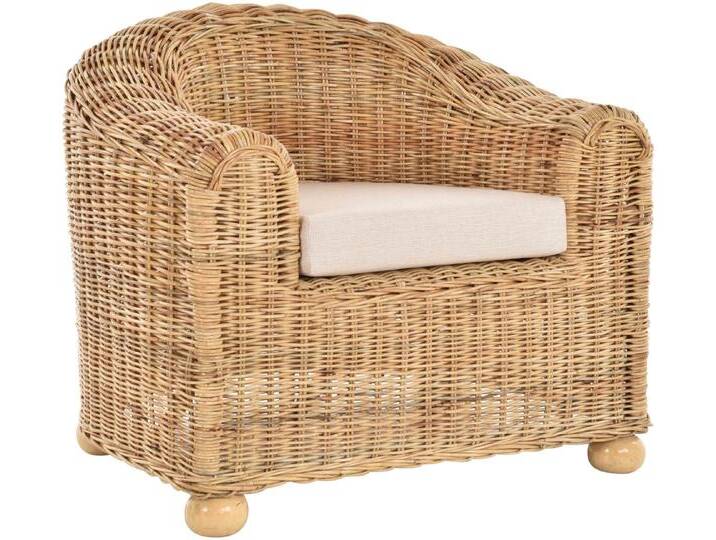 Krines Home Loungesessel Clubsessel Natur Rattan Sessel Loungesessel Club Wohnzimmersessel, Wuchtige Armlehnen, beige, Natur Hell von OTTO