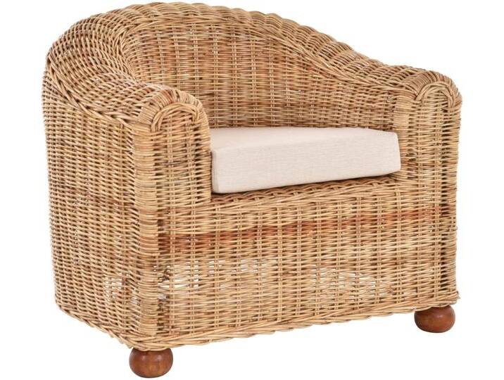 Krines Home Loungesessel Clubsessel Natur Rattan Sessel Loungesessel Club Wohnzimmersessel, mit Sitzpolster, beige braun rot, Natur Hell von OTTO