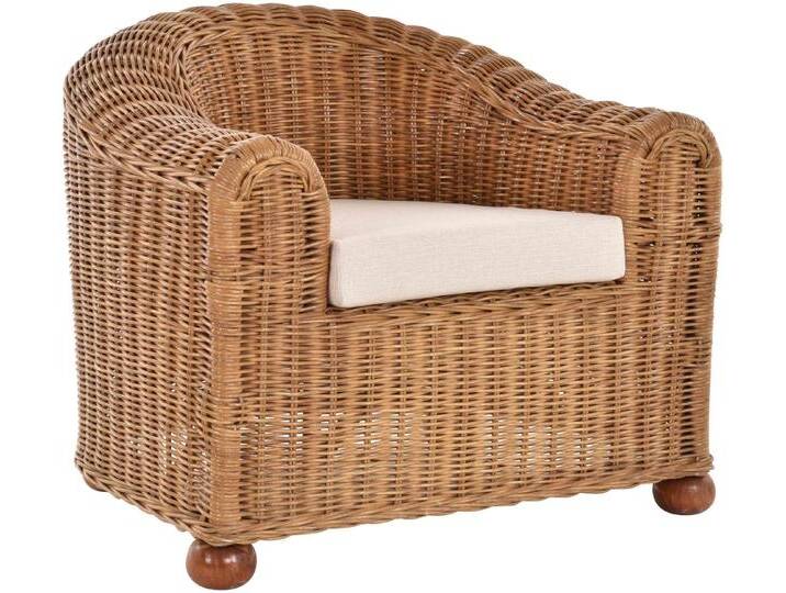 Krines Home Loungesessel Clubsessel Natur Rattan Sessel Loungesessel Club Wohnzimmersessel, mit Sitzpolster, braun, Braun von OTTO