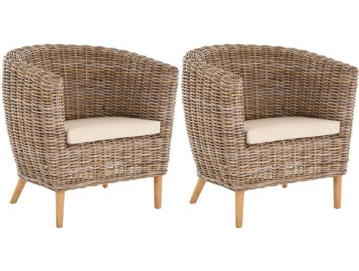 Krines Home Loungesessel Set/2 Clubsessel Koobo Grau Rattan Sessel Loungesessel Rattansessel, Club & Lounge Wohnzimmersessel Natur Grau, grau von OTTO
