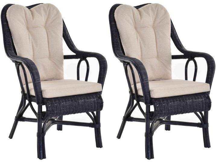 Krines Home Loungesessel Set/2 Rattan Wintergartensessel Harrison Wintergarten Rattansessel (2-St., 2er-Set), hohe Rückenlehne mit Armlehne, blau von OTTO
