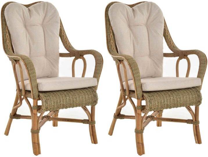 Krines Home Loungesessel Set/2 Rattan Wintergartensessel Harrison Wintergarten Rattansessel (2-St., 2er-Set), hohe Rückenlehne mit Armlehne, braun von OTTO