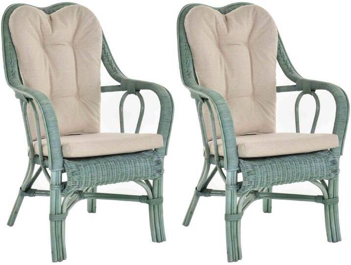 Krines Home Loungesessel Set/2 Rattan Wintergartensessel Harrison Wintergarten Rattansessel (2-St., 2er-Set), hohe Rückenlehne mit Armlehne, grün von OTTO