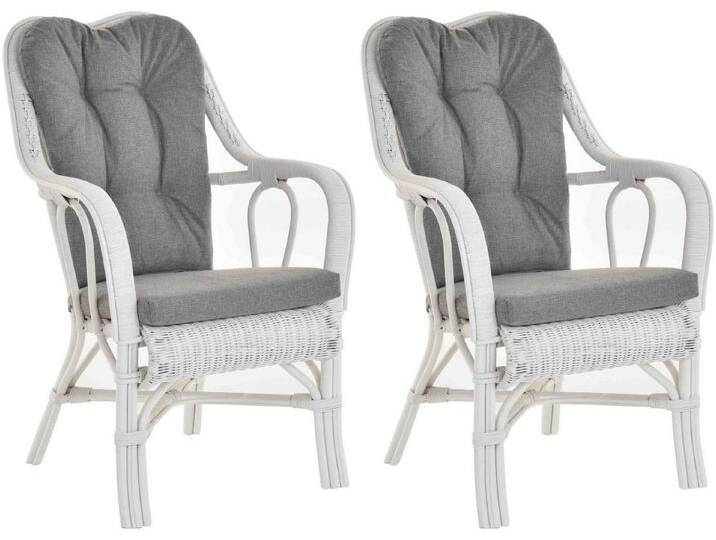 Krines Home Loungesessel Set/2 Rattan Wintergartensessel Harrison Wintergarten Rattansessel (2-St., 2er-Set), hohe Rückenlehne mit Armlehne, weiß von OTTO