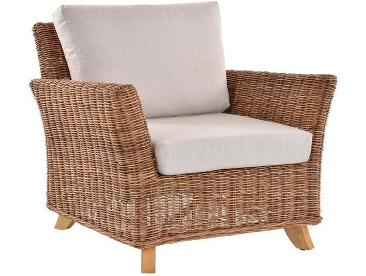 Krines Home Loungesessel Wintergarten Sessel Valencia Natur Rattan Wohnzimmer Rattansessel, Breite Armlehnen, beige von OTTO
