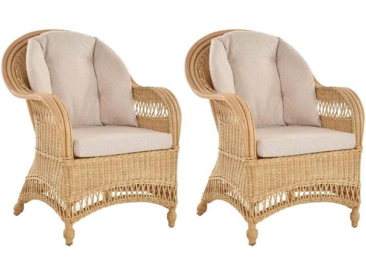 Krines Home Relaxsessel 2er Set Bequemer Wintergarten Rattan Sessel EWA Lesesessel Wohnzimmer (2-St., 2 Stück Sessel), Rattansessel aus Naturmaterial von OTTO