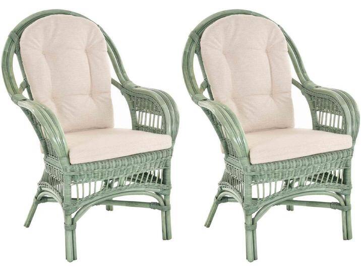 Krines Home Relaxsessel Set/2 Breite Rattan Wintergartensessel Finco Wintergarten Rattansessel (2-St., 2er-Set), hohe Rückenlehne, mit Armlehne, grün von OTTO