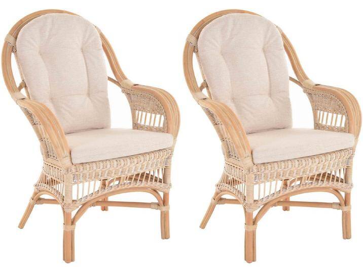 Krines Home Relaxsessel Set/2 Breite Rattan Wintergartensessel Finco Wintergarten Rattansessel (2-St., 2er-Set), hohe Rückenlehne, mit Armlehne, weiß von OTTO