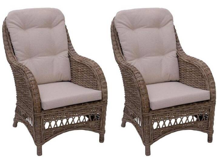 Krines Home Sessel 2er Set Rattansessel Skandinavischer Stil breiter Rattan Armlehnsessel, Natur Sessel Grau Wohnzimmer, grau von OTTO