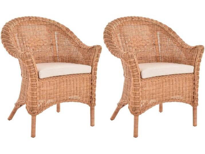 Krines Home Sessel Set/2 Rattansessel Primavera breiter Flechtsessel Sessel mit Armlehne (2-St., 2er-Set), Natur Rattan, Korbsessel, Lounge, Wintergarten von OTTO