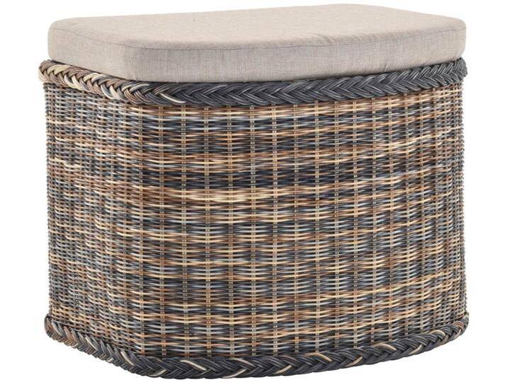 Krines Home Wäschetruhe Wäschekorb bauchig Sitz Truhe Sitzbank mit Deckel Sitzhocker Polster (Wäschebox mit Inlett), Sitzbank mit Stauraum, braun von OTTO