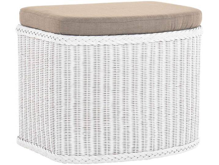 Krines Home Wäschetruhe Wäschekorb bauchig Sitz Truhe Sitzbank mit Deckel Sitzhocker Polster (Wäschebox mit Inlett), Sitzbank mit Stauraum, weiß von OTTO