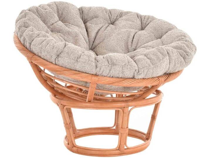 Krines Home XXL-Sessel S 31 Ø100cm Apricot + Flauschkissen Grau, Papasan, Chair, orange, Terracotta von OTTO