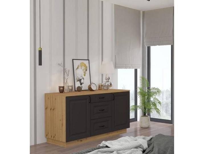 Küchen-Preisbombe Kommode Stilo 150 cm Esszimmer Landhaus Grau Eiche Artisan Buffet Anrichte von OTTO