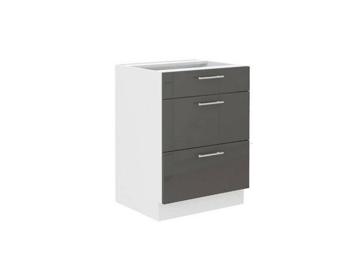 Küchen-Preisbombe Unterschrank 60 cm Lara Grau Glanz + Weiß matt Küchenzeile Küchenblock Soft-Close, grau von OTTO
