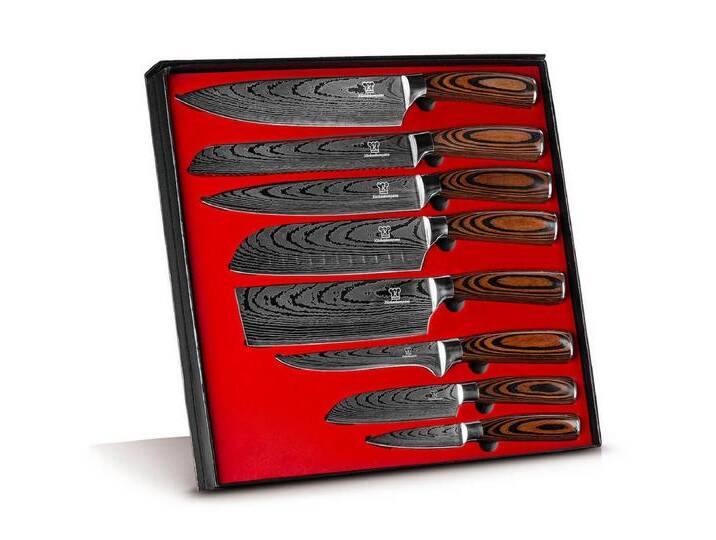 Küchenkompane Messer-Set Asiatisches Messerset Akarui - 8-teiliges Küchenmesser Set Premium (8-tlg), silberfarben von OTTO
