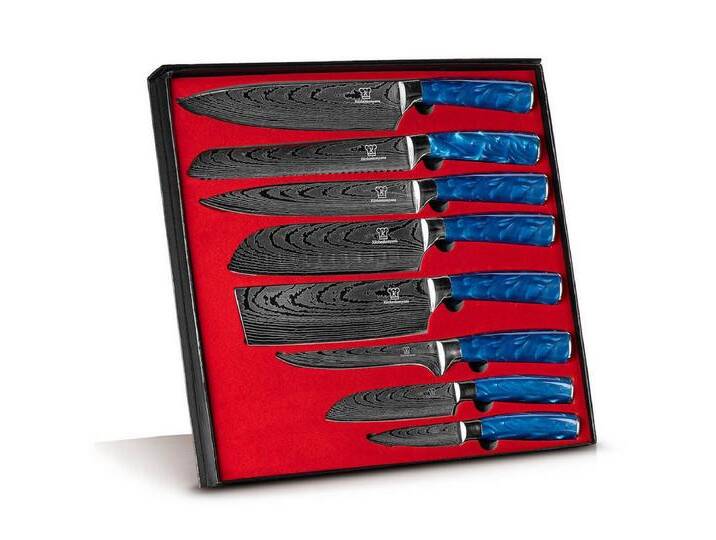 Küchenkompane Messer-Set Asiatisches Messerset Shiburu 8-teiliges Küchenmesser Set Premium (8-tlg), blau silberfarben von OTTO
