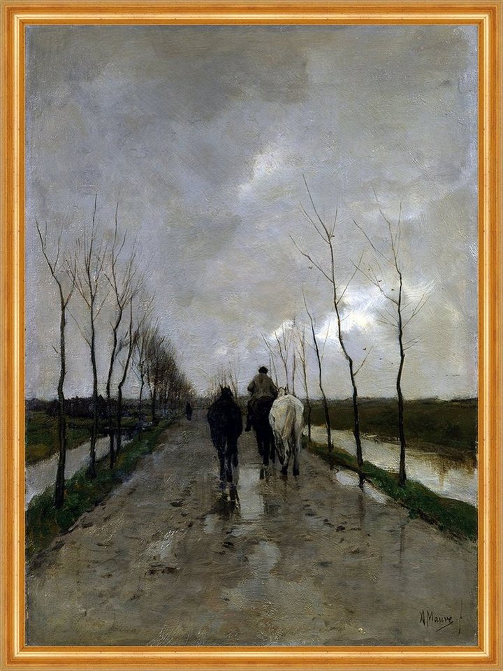 Kunstdruck A Dutch Road Anton Mauve Pferde Landstraße Bäume Tiere Sturm Regen B A, (1 St) von OTTO