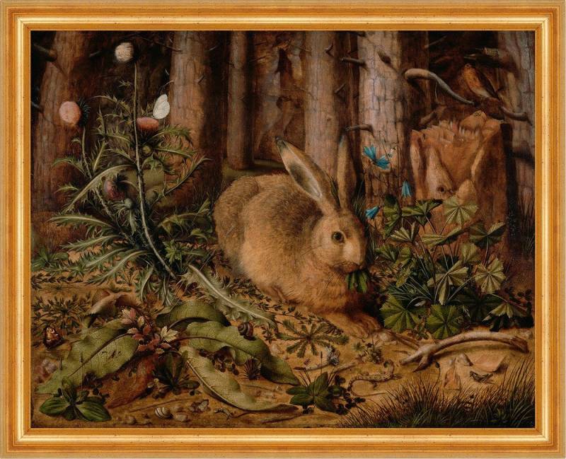 BillerAntik Kunstdruck A Hare in the Forest Hans Hoffmann Hase Wald Natur Löwenzahn B A3 0219, (1 St) von BillerAntik