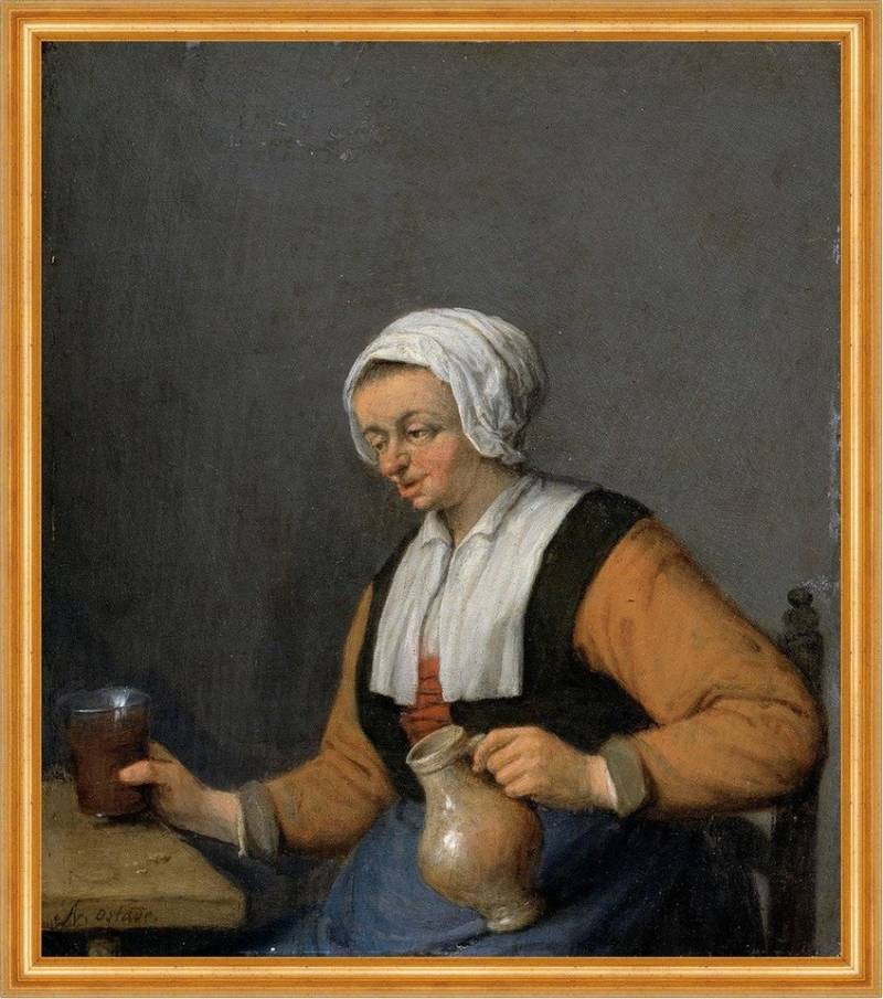 BillerAntik Kunstdruck A Woman with a Beer-jug Adriaen van Ostade Bierkrug Becher Frauen B A2, (1 St) von BillerAntik