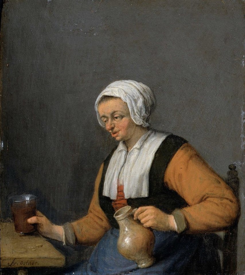 Kunstdruck A Woman with a Beer-jug Isaac van Ostade Bierkrug Kopftuch Frauen B A3, (1 St) von OTTO