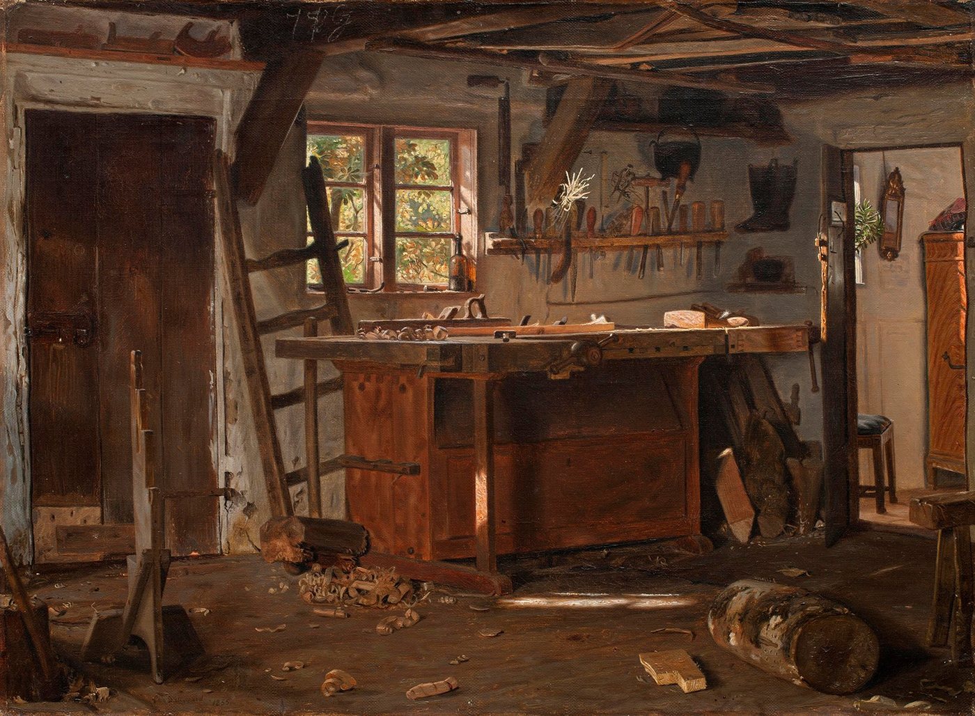 BillerAntik Kunstdruck A carpenters workshop. Christen Dalsgaard Schreiner Werkstatt Holz B A, (1 St) von BillerAntik