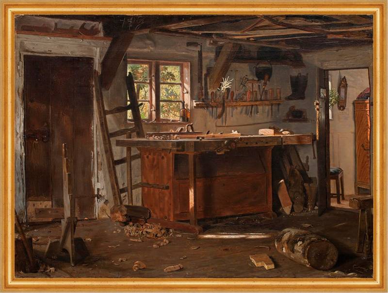 BillerAntik Kunstdruck A carpenters workshop. Christen Dalsgaard Schreiner Werkstatt Holz B A, (1 St) von BillerAntik