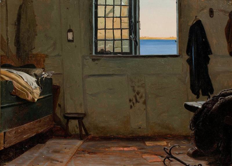 BillerAntik Kunstdruck A fishermans bedroom Christen Dalsgaard Fischer Bett Fenster Meer B A3, (1 St) von BillerAntik