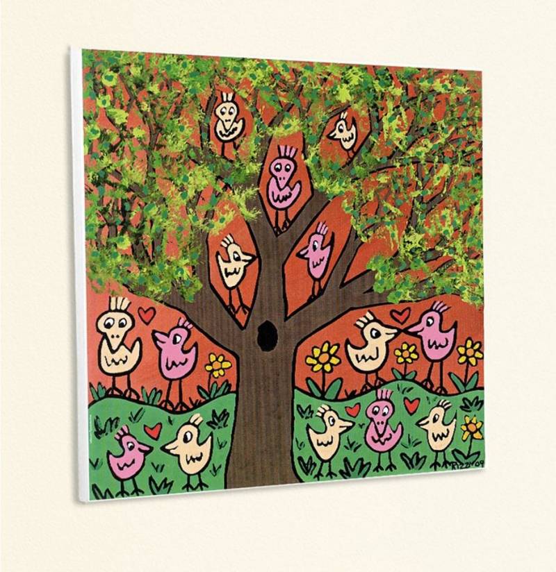 BillerAntik Kunstdruck A free tree for all Baum Vögel Grün Wiese Poster Rizzi Platte 58, (1 St) von BillerAntik