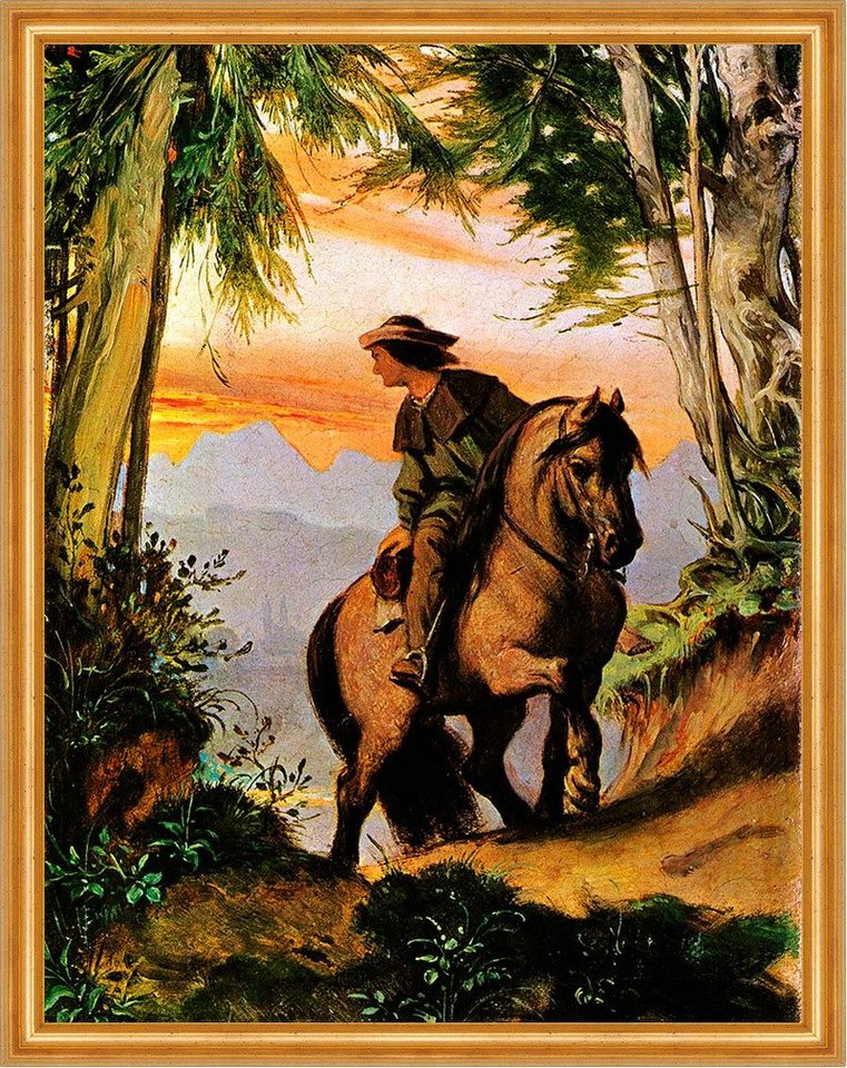 Kunstdruck Abschied vom Tale Moritz von Schwind Pferd Reiter Natur Abend LW H A2, (1 St) von OTTO