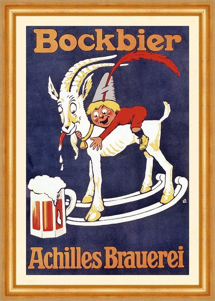 BillerAntik Kunstdruck Achilles Brauerei Bockbier Geißbock Maßkrug Polen Werbung Plakate A3 4, (1 St) von BillerAntik