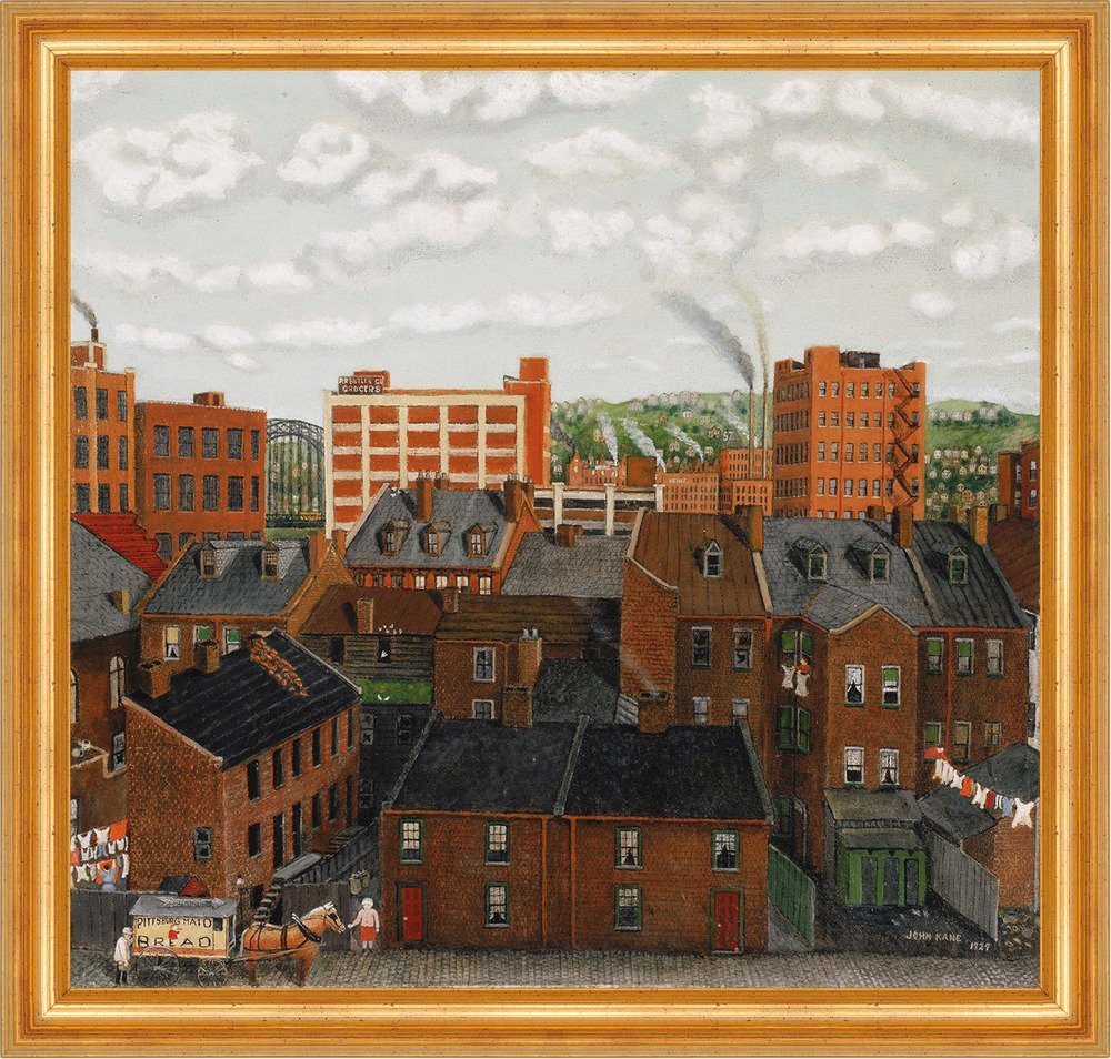 BillerAntik Kunstdruck Across the Strip John Kane Dächer Wolken Häuser Kamin Qualm B A3 02649, (1 St) von BillerAntik