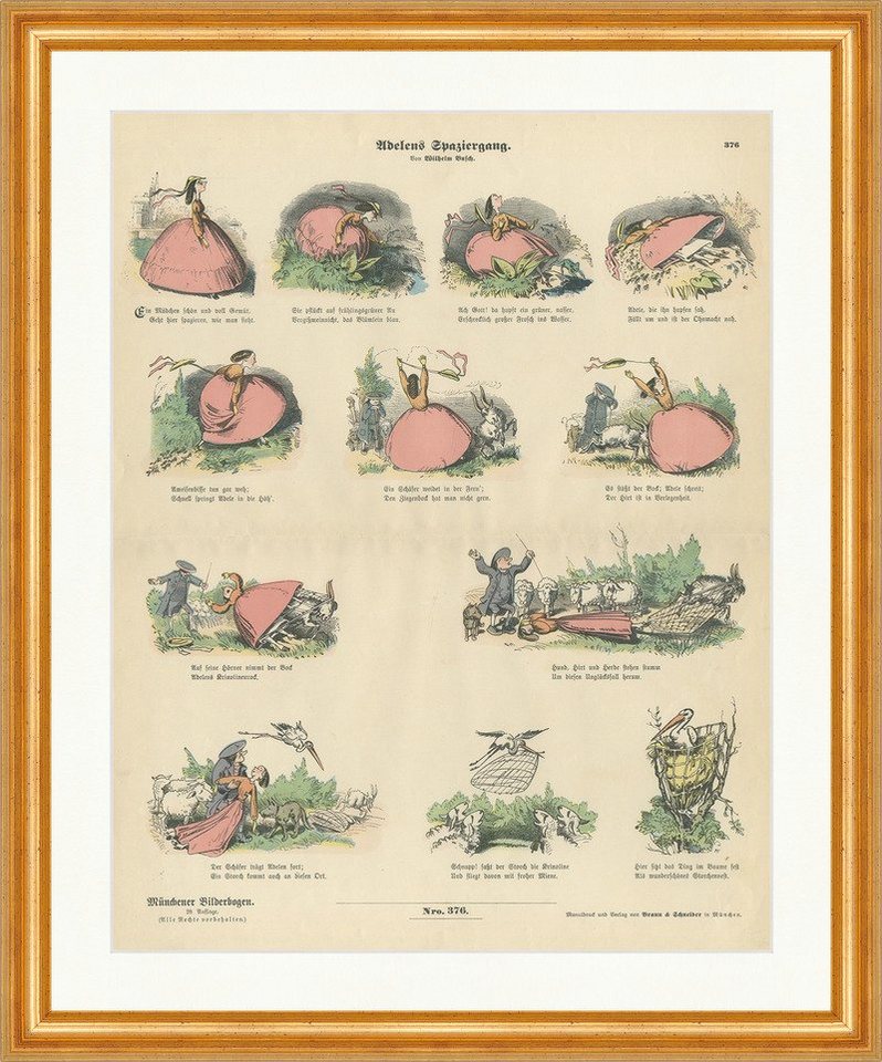 BillerAntik Kunstdruck Adelens Spaziergang Wilhelm Busch Ohnmacht Münchener Bilderbogen 376 G, (1 St) von BillerAntik