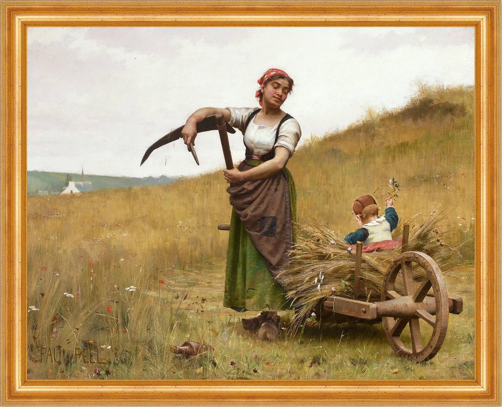 BillerAntik Kunstdruck Adoration Paul Peel Feld Ernte Sense Karren Kinder Feld B A3 03039 Ger, (1 St) von BillerAntik